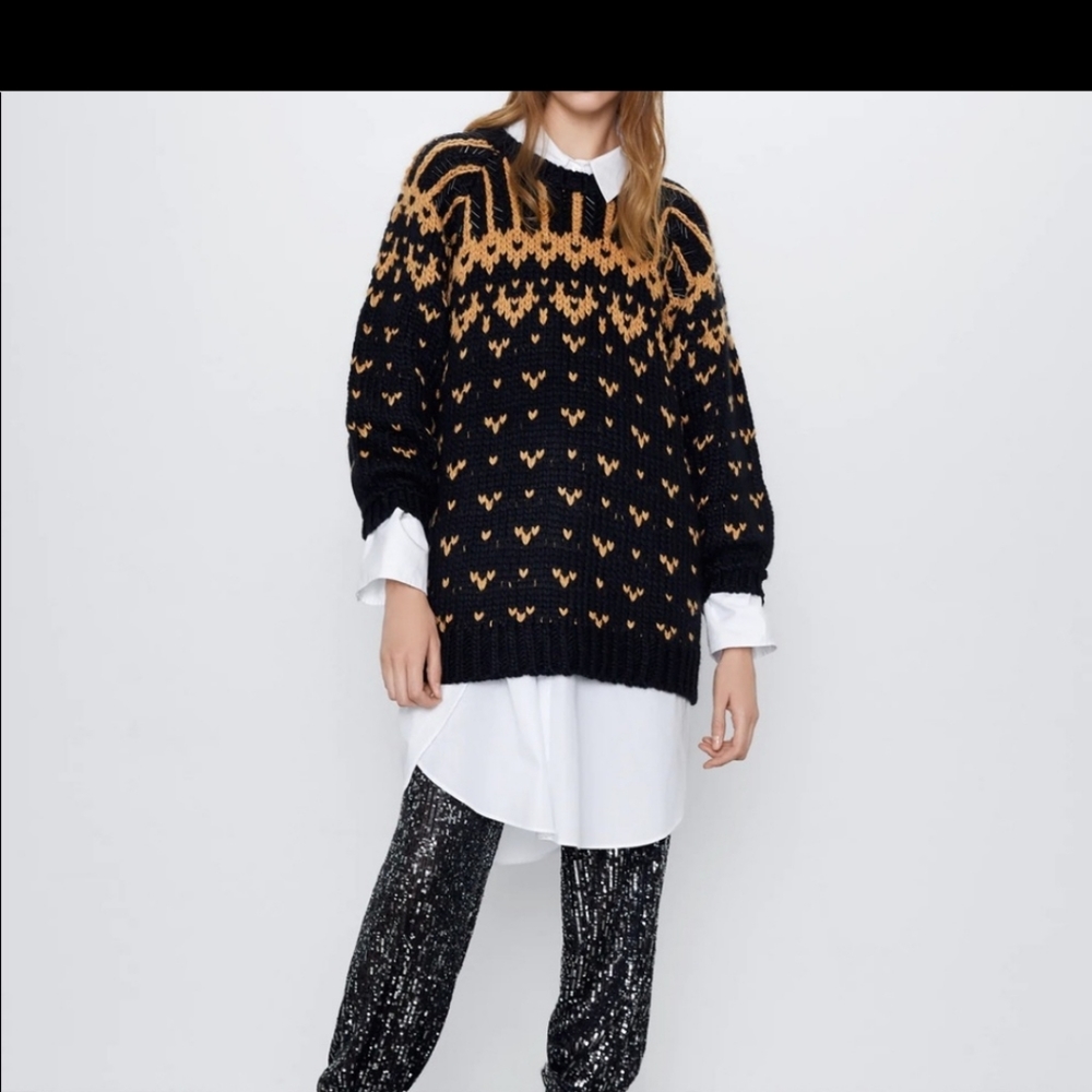 Zara NWT limited edition jacquard sweater size small